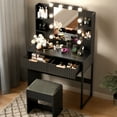 thumbnail image 6 of Zimtown Modern Makeup Vanity Table Set with LED Lights , Mirror and Charging Station, Dressing Desk with 2 Drawers for Bedroom, Black, 6 of 8