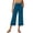 Navy, variant on Women Solid Capri Pants Elastic Waist Casual Pockets Relaxed Fit Lightweight Breathable Summer Daily Trousers Gray XXL