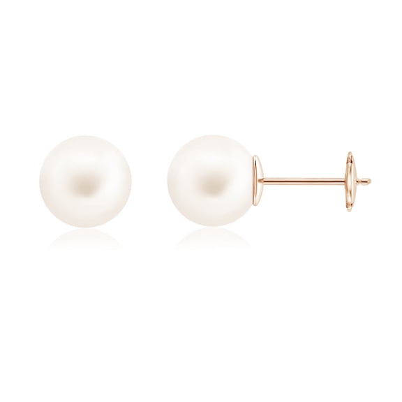 ANGARA Classic Freshwater Cultured Pearl Solitaire Studs in 14K Rose Gold for Women | June Birthstone, Birthday, Anniversary, Jewelry Gift for Women | Pearl Earrings