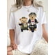 thumbnail image 1 of Camiseta para mujer con Cuello de verano1pc Women'S Casual Crew Neck T-Shirt with Fun Glasses Bears Motorcycle Print, Polyester Knit Fabric, Medium Stretch, Animal Pattern, All-Season Fashion TopFat, 1 of 6