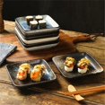 thumbnail image 3 of Square Ceramic Sushi Plate Shallow Sauce Dish Pretty Tablware Soy Meat Salad Trays Kitchen Accessories, 3 of 7