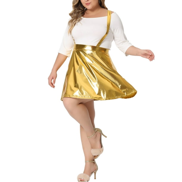 Agnes Orinda Women's Plus Size Suspender Skirt High Waisted