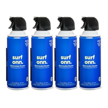 onn. Electronics Duster Compressed Gas Cleaner, 10 oz, 4-Pack, length 2.56, width 10.31, height 8.39 inches