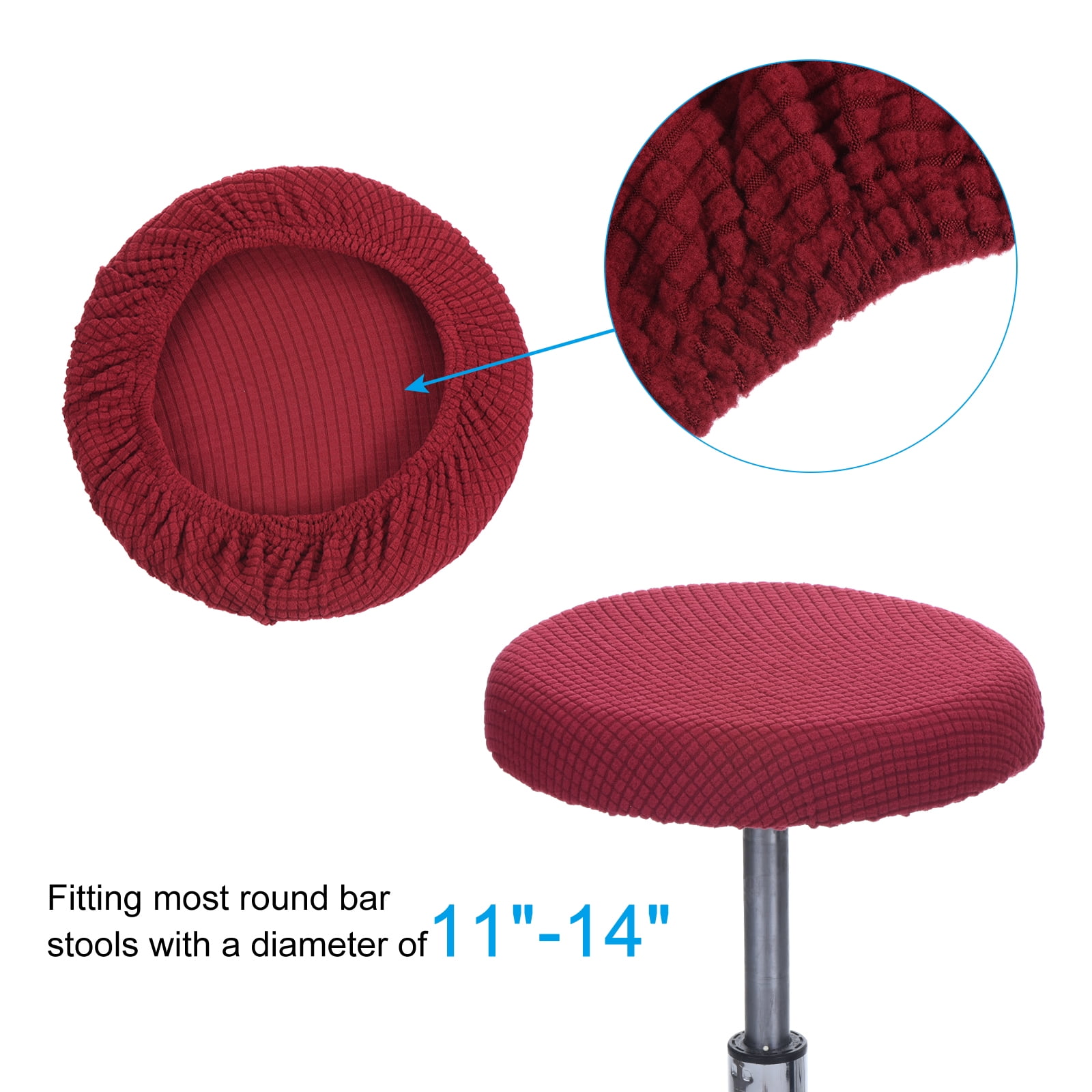 Unique Bargains 11 Inches Round Bar Stool Cover Washable Elastic Cushion Cover Wine Red