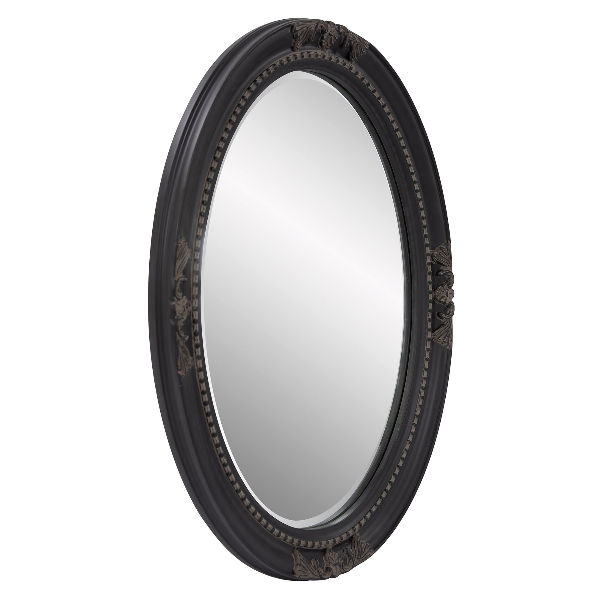 Tyler Dillon Black Wood Oval Queen Ann Antique Wall Mirror