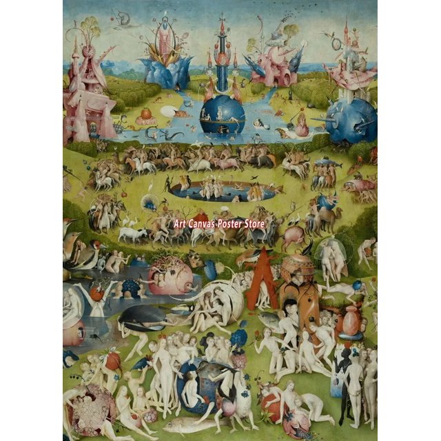 Póster de Bosch Hieronymus The Garden of earthal Delight, impresiones clásicas famosas, arte de pared, pintura en lienzo, decoración del hogar para sala de estar