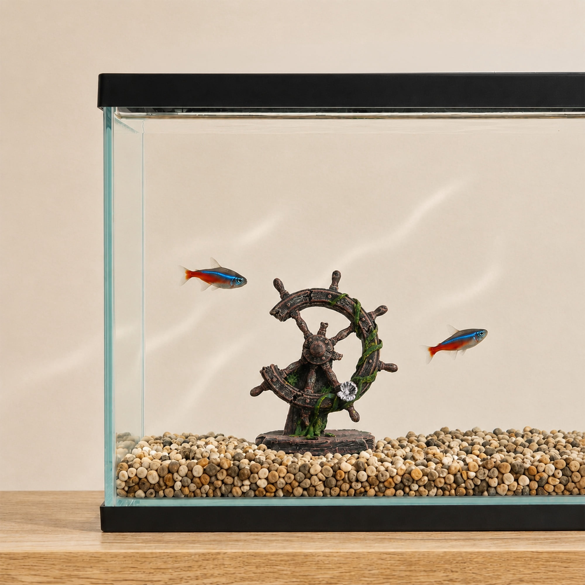 Vibrant Life Ship Wheel Aquarium Decor, 4.5"