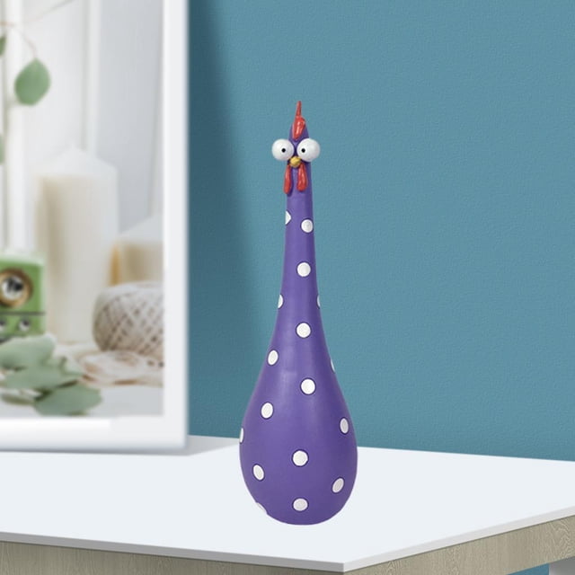Divertida estatua de gallo, jardín, césped, cartón, estatuilla de pollo, estantería, armario para vino, soporte para TV, , escultura, artesanía, Morado claro Macarena Estatua de gallo gracioso