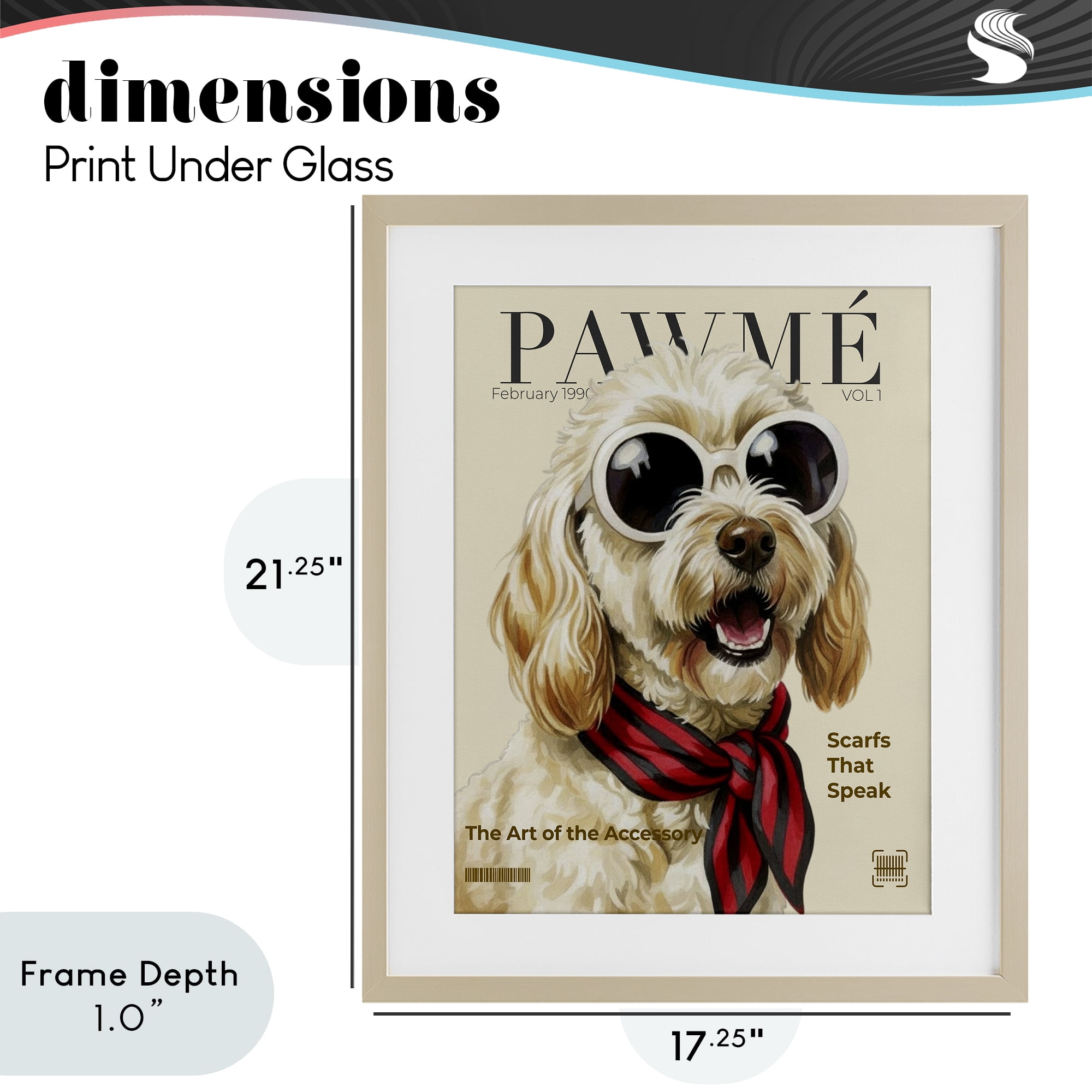 Stupell Industries Pawme Dog Fashion Magazine Birch Framed Print Under Glass, design by A Barefoot Stylist