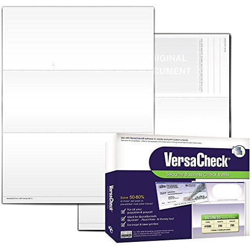 VersaCheck Security Business Check Refills: Form # 1000 - Business Standard, White Canvas - 250 Sheets (10WC01-1009)