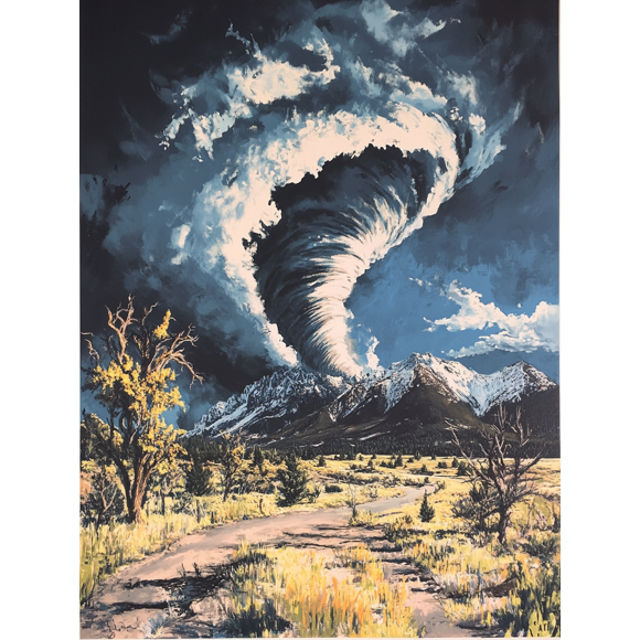Dramatic Tornado Mountain Landscape Canvas Print/Wall Art, Perfect for Living Room, Bedroom, Office, Hallway, and Dining Room Decoration.