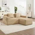 thumbnail image 2 of Modular L Shape Sectional Sofa With Ottoman, Cloud-Like 2-Seat Corduroy Couch for Living Room, Deep Seating with Removable Pillows, Camel, 2 of 9