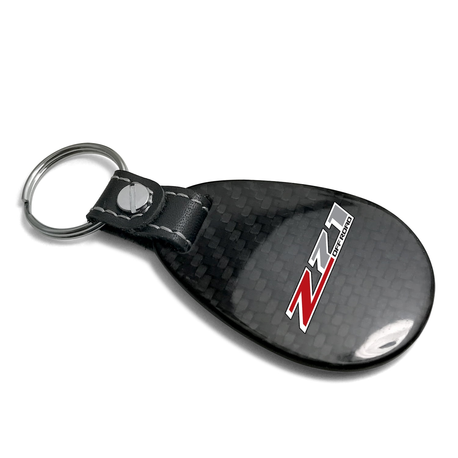 iPick Image for Chevrolet Z71 Black Real Carbon Fiber Large Tear-Drop Key Chain, Official Licensed