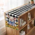 thumbnail image 6 of Sunflowers Pig 90 Inch Table Runner, Farmhouses Animals Black White Plaid Farmhouse Dresser Scarf Cotton & Linen Tablerunner for Dining/Kitchen Island/Holiday Party Décor 13" x 90", 6 of 9