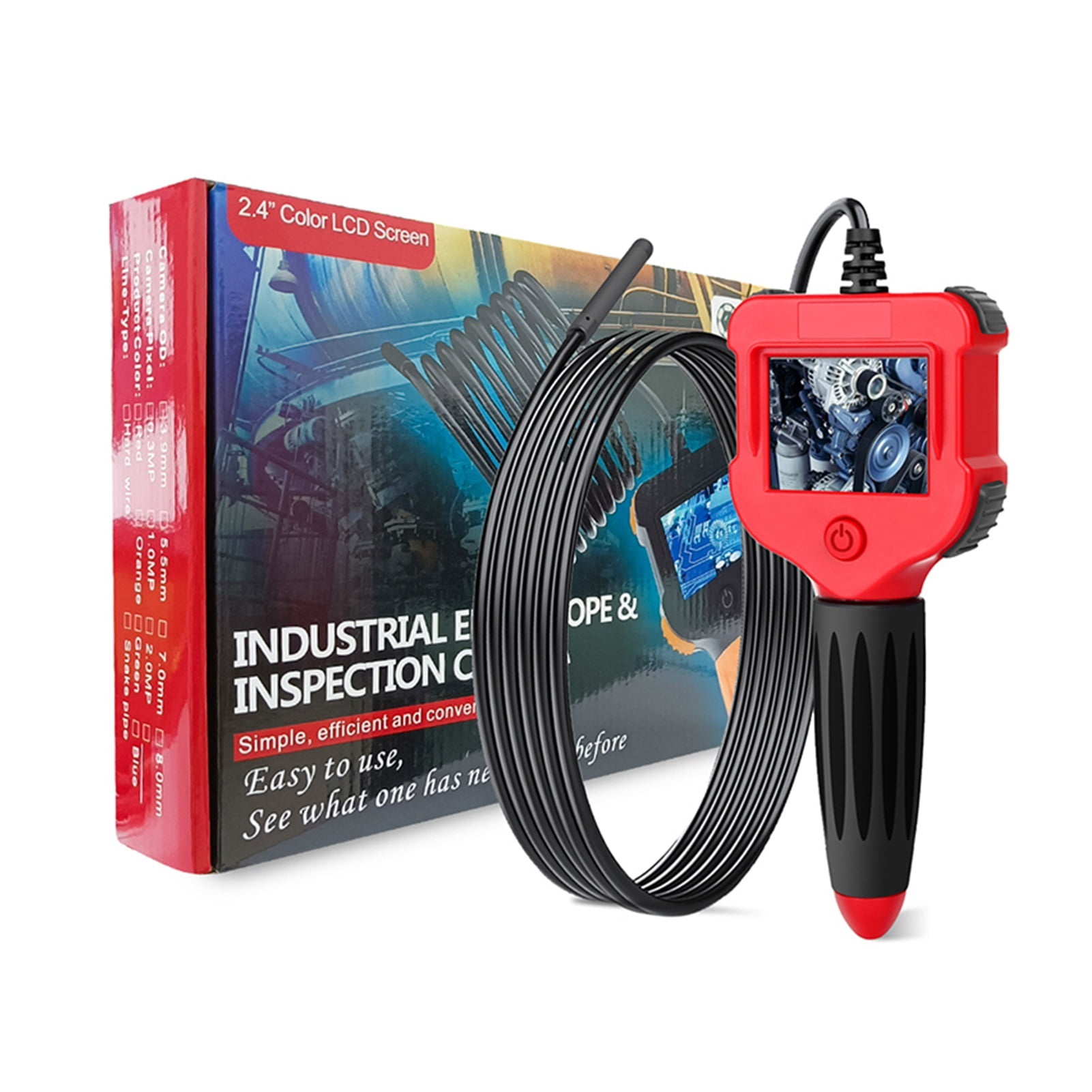 Hand-Held LCD Endoscope Camera Digital Inspection Camera 2.4 Inch Video Borescope 720P HD With 6 LED 5.5mm Probe ,Various Applicable