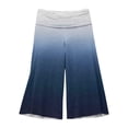 thumbnail image 5 of Women Fold Over Gauchos Capri Casual Low Rise Wide Leg Cropped Pants Summer Gradient Yoga Culottes Going Out Yoga Capris Dark Blue L, 5 of 7