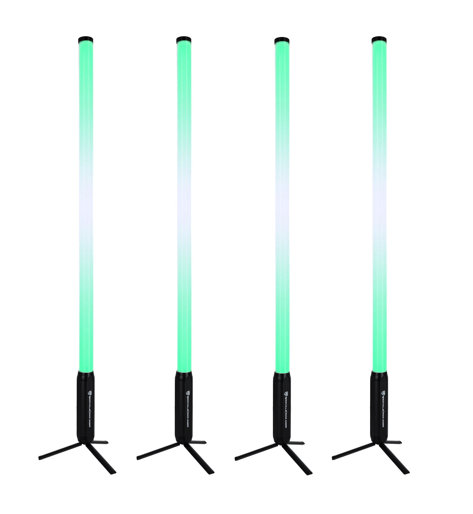 Rockville 4x ROCK SABER BLACK Wireless DMX DJ Tube Lights, 5ft, 23H Battery, 192 RGBWA LEDs, IP65 Indoor/Outdoor, App Control+Remote, Padded Bag, Floor Stand/Truss Mount, Pro Stage Lighting