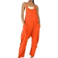 thumbnail image 1 of ICHUANYI Clearance Fashion Women Casual Cold Shoulder Jumpsuit Suspender Jumpsuits Wide Pocket Leg Pant(Orange, M) ICHUANYI WER2023081402589, 1 of 5