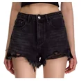 thumbnail image 1 of Short Mujer Mezclilla De Cintura Alta Negro Crudos Rasgados, 1 of 8