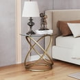 thumbnail image 6 of ASYA Gold End Table, Glass Accent Side Table for Living Room, Small Round Nightstand for Bedroom, 6 of 13