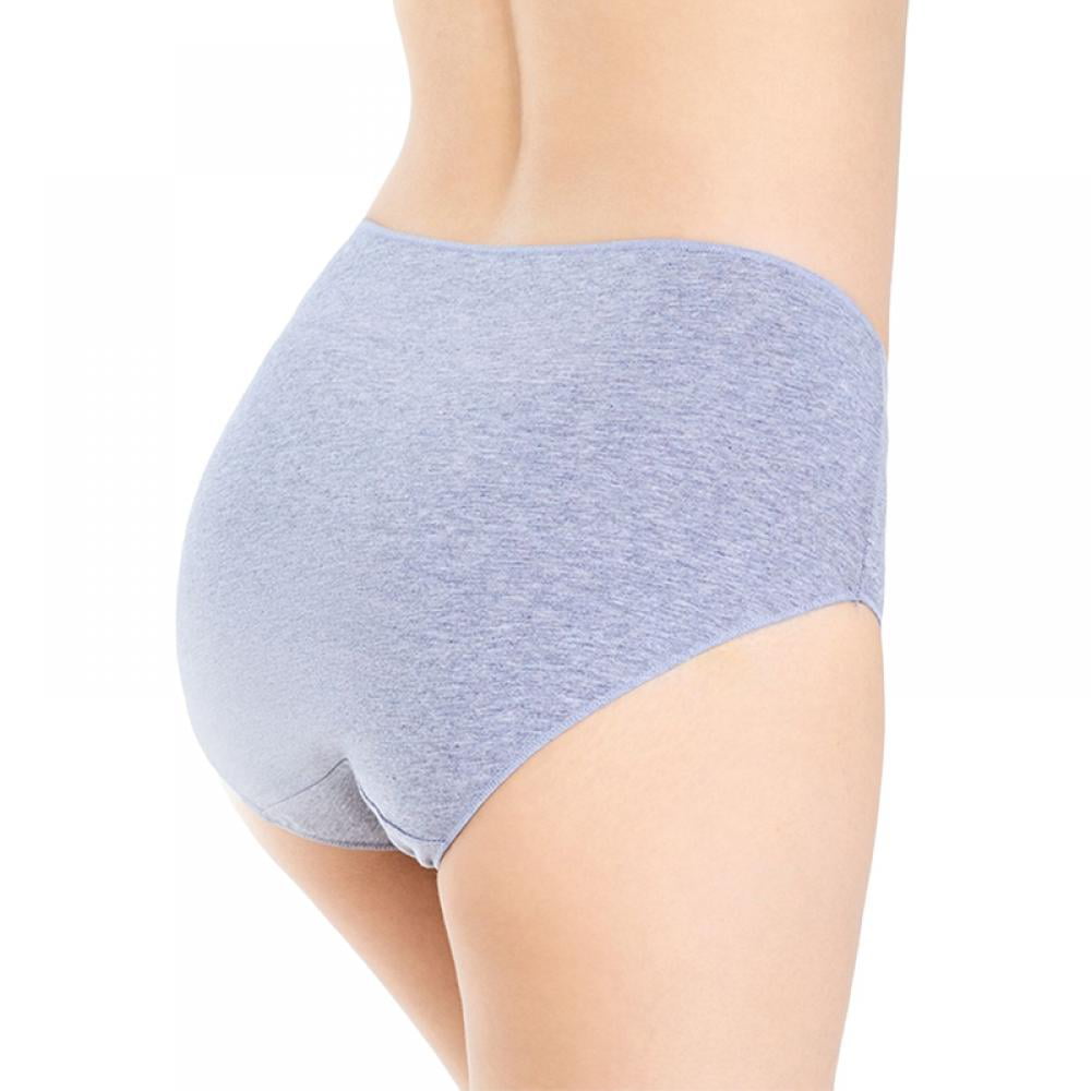 3-Pack Women Mid-Rise Soft Cotton Panties Solid Full Coverage Briefs Tummy  Control Panty Underpants Stretch Briefs 