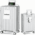 thumbnail image 6 of JaxSteam 20 inch Spinner Wheels USB Port Cup Holder Silver Hardside Carry-on Luggage, 6 of 8