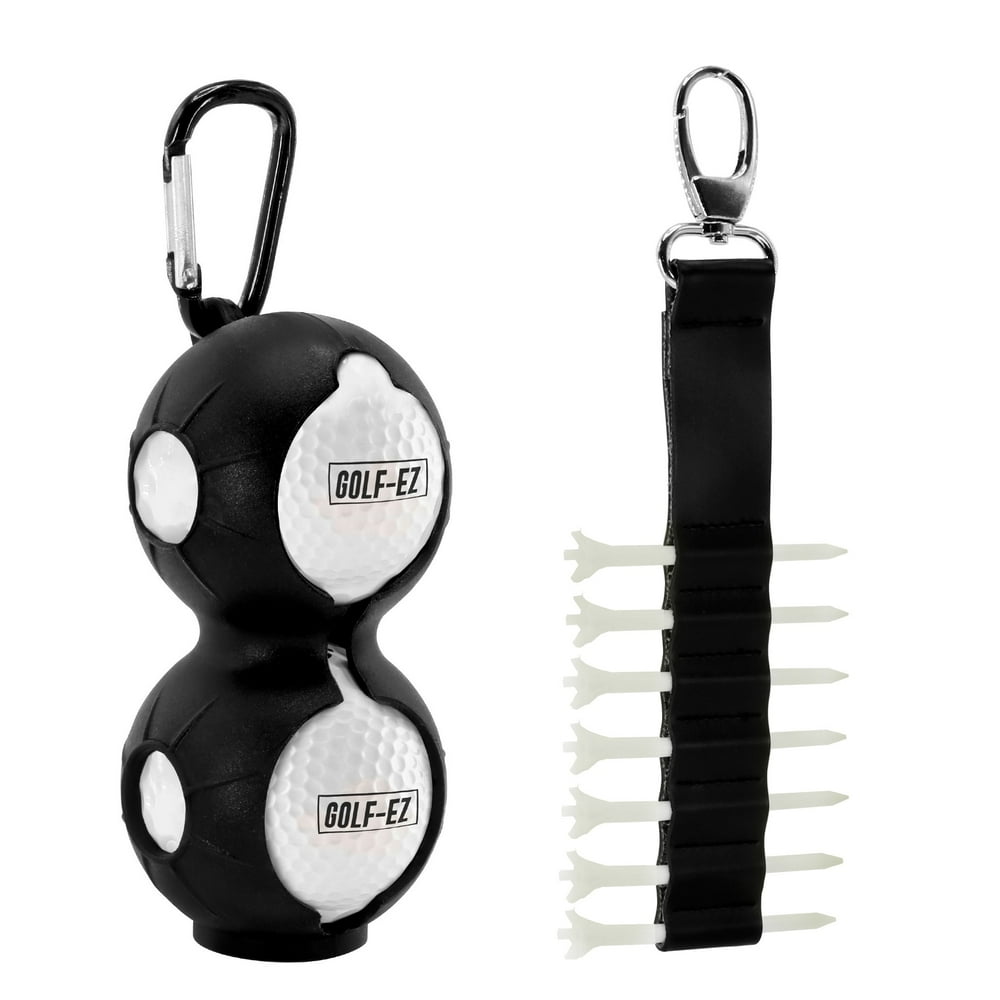 GolfEZ Golf Ball Holder & Tee Holder Kit (2pcs) Attachable to Golf