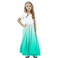 thumbnail image 6 of Girls Maxi Dresses with Pockets Teens Kids Short Sleeve Crewneck High Waisted Gradient Printed Pleated Beach A-Line Dress Size 4-14, 6 of 8
