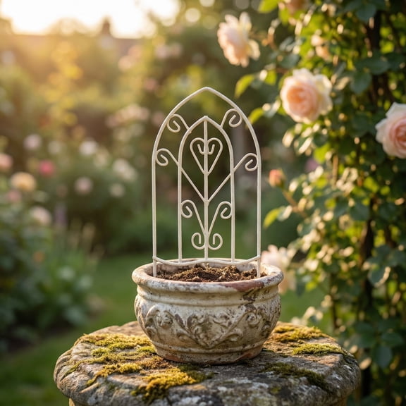 LOLIPPYY White Small Metal Wire Garden Fence Vintage Decorative Barrier for Outdoor Flowerbeds and Home Landscaping