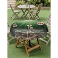 thumbnail image 4 of Outdoor Tablecloth with Umbrella Hole for Patio/Picnic/Party/Camping, Dark Green Ocean Waves Waterproof Table Cloth Round Cover Washable, Summer Beach Coastal Abstract (Dia 54"), 4 of 8