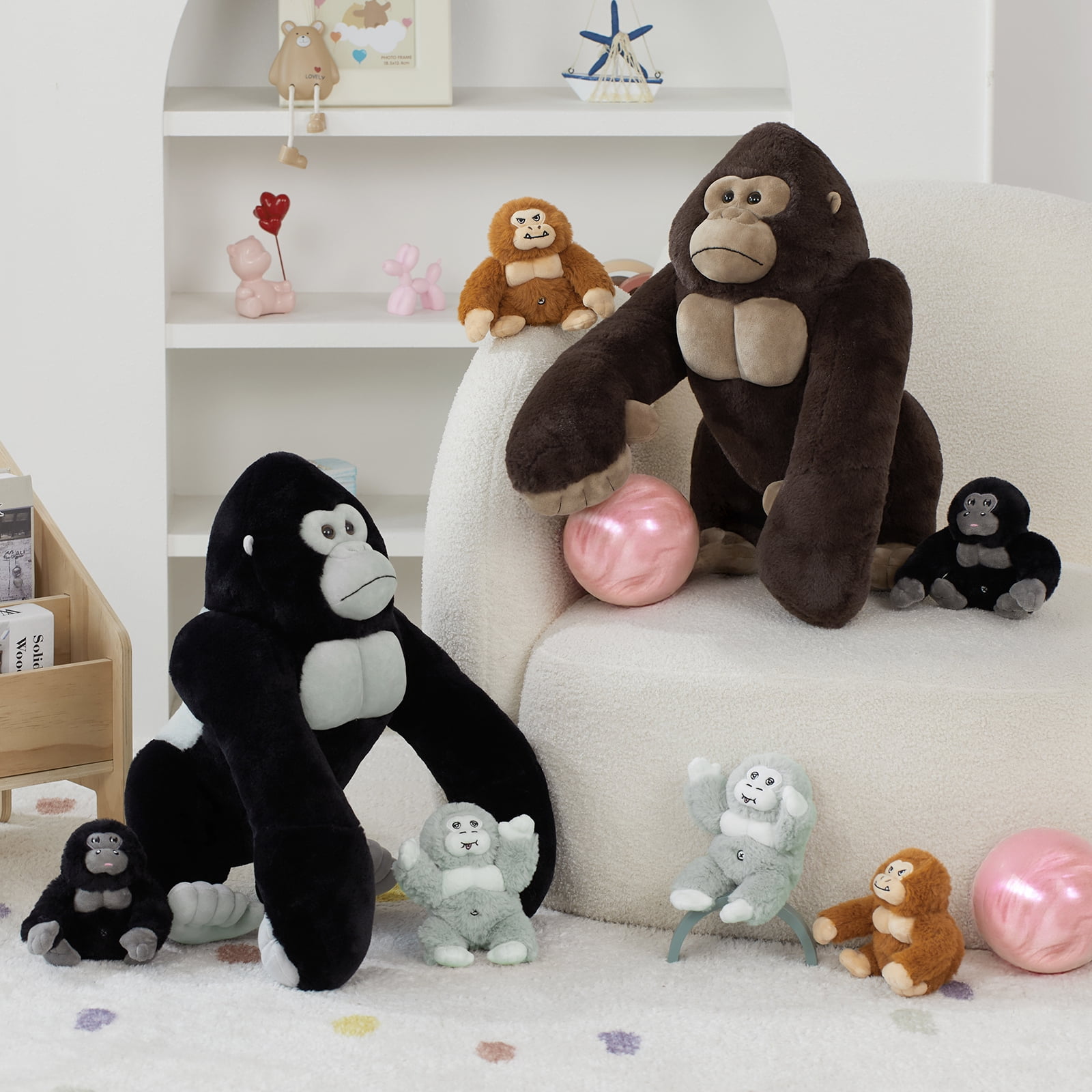 MorisMos 19.6" Gorillas Stuffed Animal Mommy Gorillas with 3 Baby Plush Toys