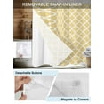 thumbnail image 3 of No Hook Cloth Fabric Shower Curtain with Snap in Liner, Yellow Moroccon Waterproof Shower Curtains Set with See Through Top Window, Farmhouse Minimalist Ethnic Geometric Bath Curtains Shower 72"x78", 3 of 6