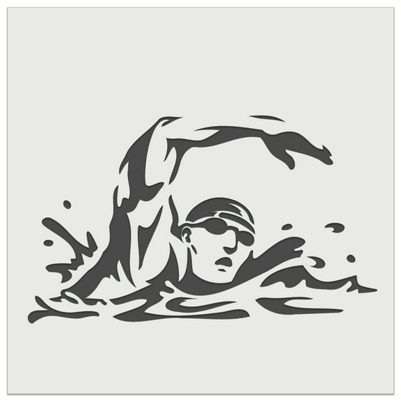 Swimmer Swimming Freestyle Taking Breath DIY Cookie Wall Craft Stencil - 5.5 Inch