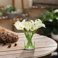 thumbnail image 4 of Enova Home 20 Pieces Artificial Real Touch Lily Flower Arrangement in Clear Cylinder Glass Vase with Faux Water (White Green), 4 of 4
