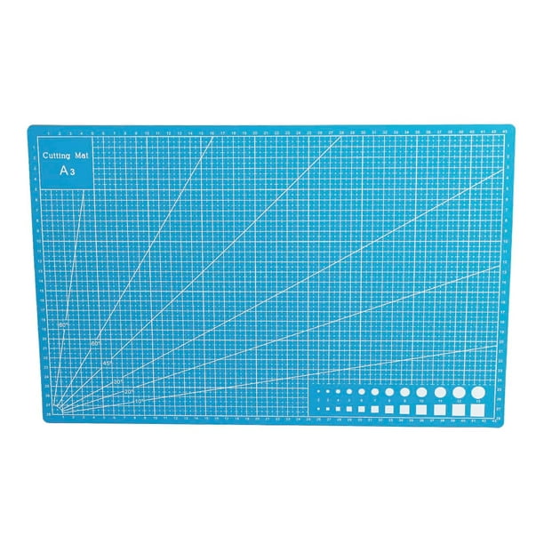 Tapis de découpe en PVC auto-cicatrisant A3, lignes quadrillées, papier, cuir, tissu (bleu)