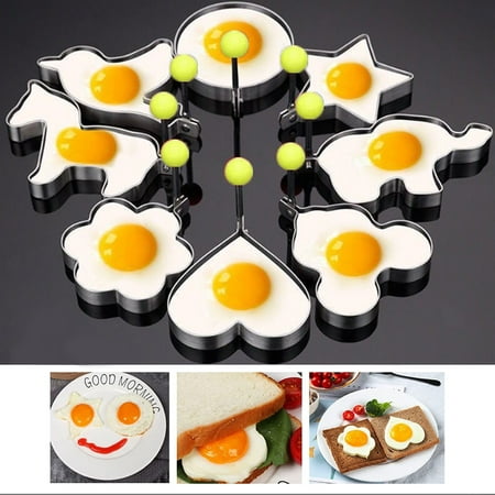 

Egg Rings Mold Non Stick for Griddle Pan Egg Shaper Pancake Maker with Handle Stainless Steel Egg Form for Frying Cooking 8PCS