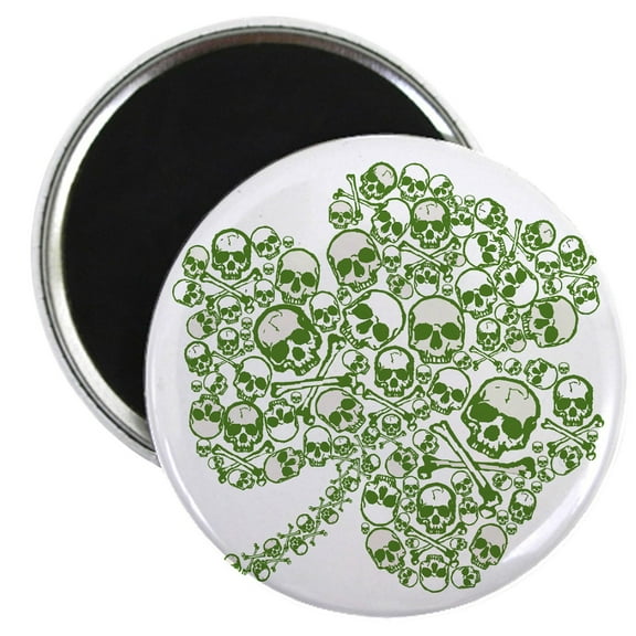 CafePress - Shamrock Skull St Patricks Day Magnet - 2.25" Round Magnet, Refrigerator Magnet, Button Magnet Style