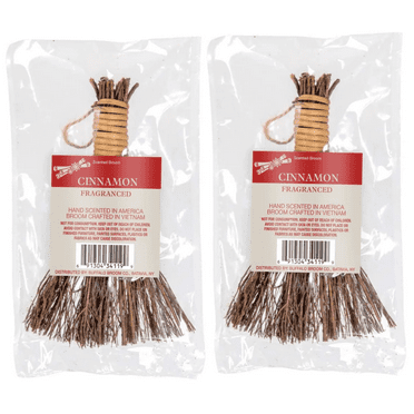 (2) Scented Broom Cinnamon Fragranced Hanging Broom Decor for Home Door Wall Kitchen Living Room Decoration Fall Autumn Thanksgiving Christmas Holiday Ornament Decoration & CUSTOM Storage Carrier