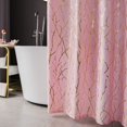 thumbnail image 3 of FINECITY Cortina de ducha de tela de árbol – Cortina de ducha rosa con estampado de ramas de lámina dorada metálica, juego de cortina de ducha con ojales de 72 pulgadas de largo y 12 ganchos de 72 x 7, 3 of 5