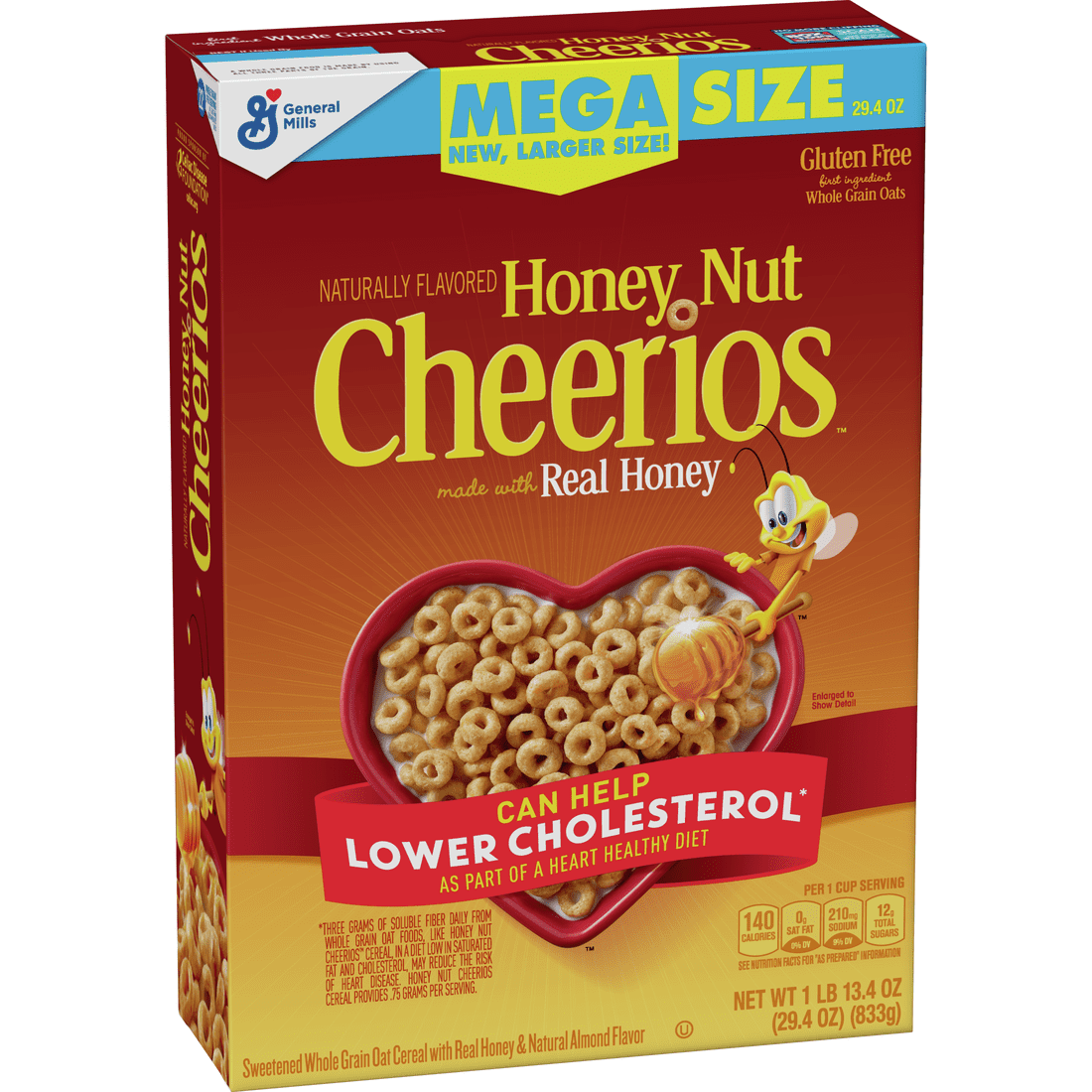 General Mills, Honey Nut Cheerios, Breakfast Cereal, Mega Size 29.4 Oz