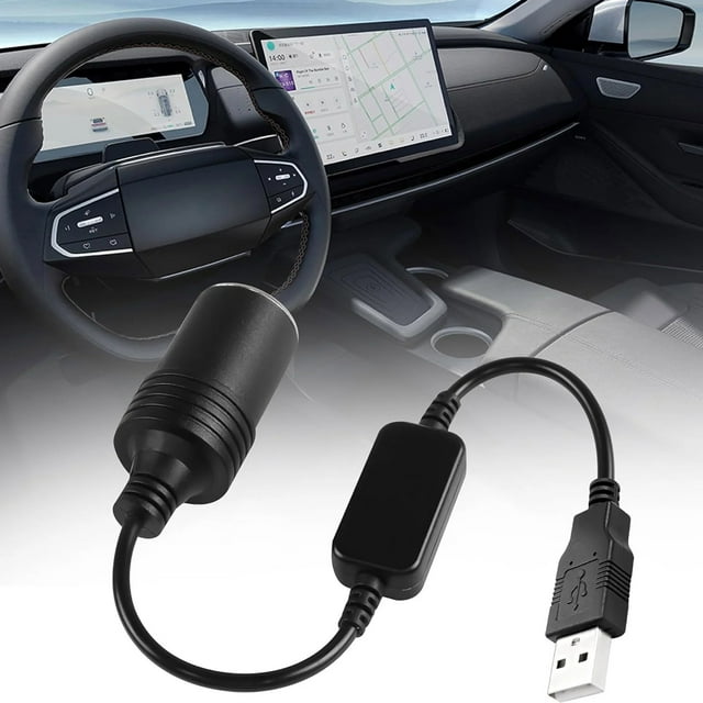 NAOJIE 12" USB to Cigarette Lighter Adapter,12V Cigarette Lighter Socket for Driving Recorder,GPS,Dash Camera,Perfect USB to Cigarette Lighter Plug Car Accessories
