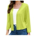 thumbnail image 3 of Asklazy Women's 3/4 Sleeve Shrugs Lightweight Open Front Cropped Cardigan for Women,US Size,S,Lemon green, 3 of 11