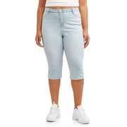 Almost Famous Juniors' Plus Size Raw Hem Capri Jean