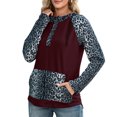 thumbnail image 1 of Sudadera con capucha Sudadera con capucha de mujer Leopardo empalme con botones de bolsillo Pullover Camisa Casual con capucha Tops con cordón 1 1, 1 of 5