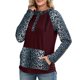 thumbnail image 1 of Sudadera con capucha Sudadera con capucha de mujer Leopardo empalme con botones de bolsillo Pullover Camisa Casual con capucha Tops con cordón 1 1, 1 of 5