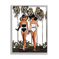 Stupell Industries Beach Babes Strolling Tropical Summer Beach Adventure Graphic Art Gray Framed Art Print Wall Art, Design by Amelia Noyes
