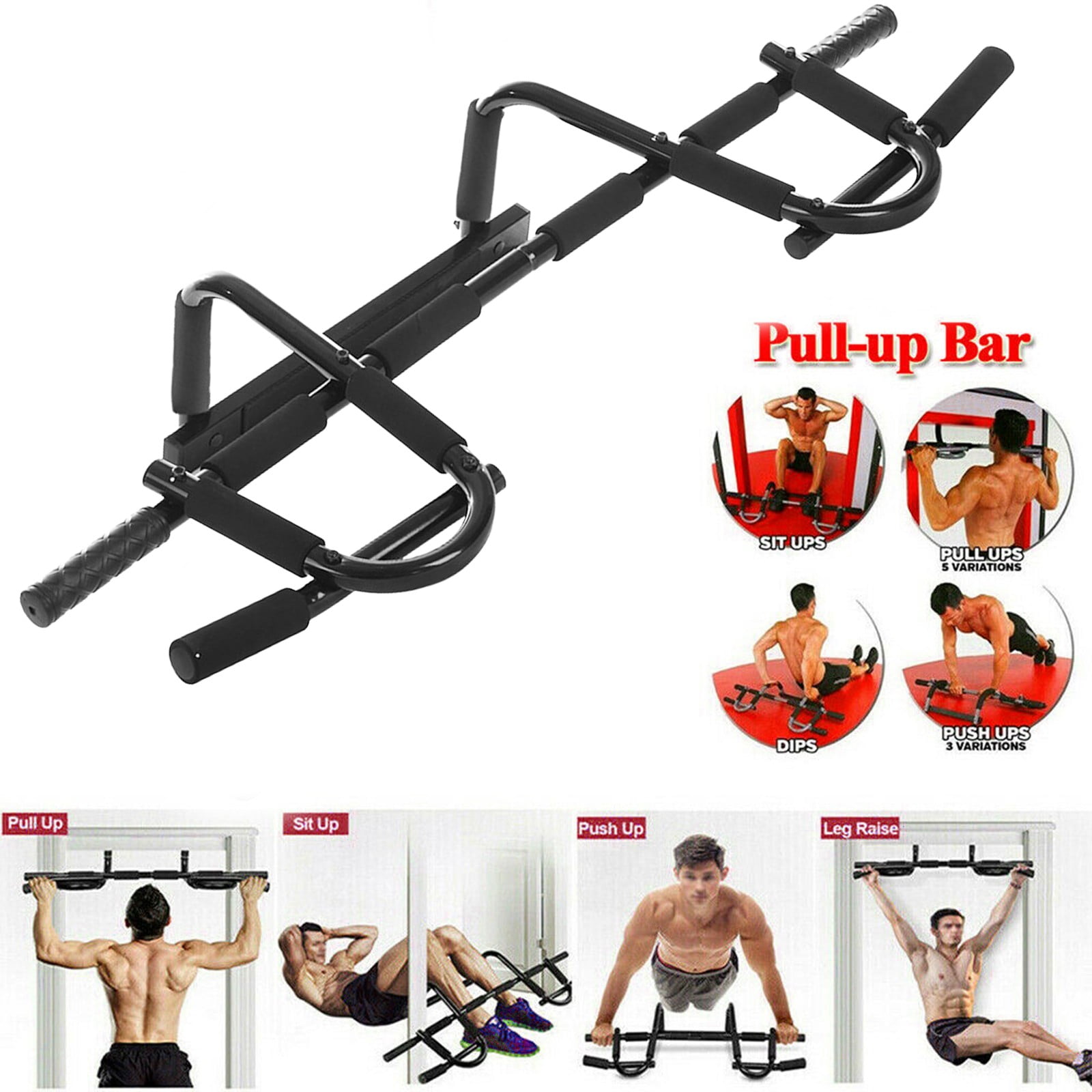 VIFER Chin Up Bar Set Multi Grip Chin Up/Pull Up Bar Heavy Duty Exercise Fitness Gym Home Door Mounted Trainer Plus Accessories Kit