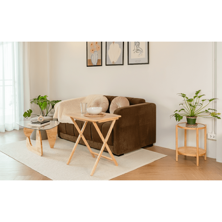 Mainstays XL Oversized Rubberwood Folding TV Tray Table, Natural