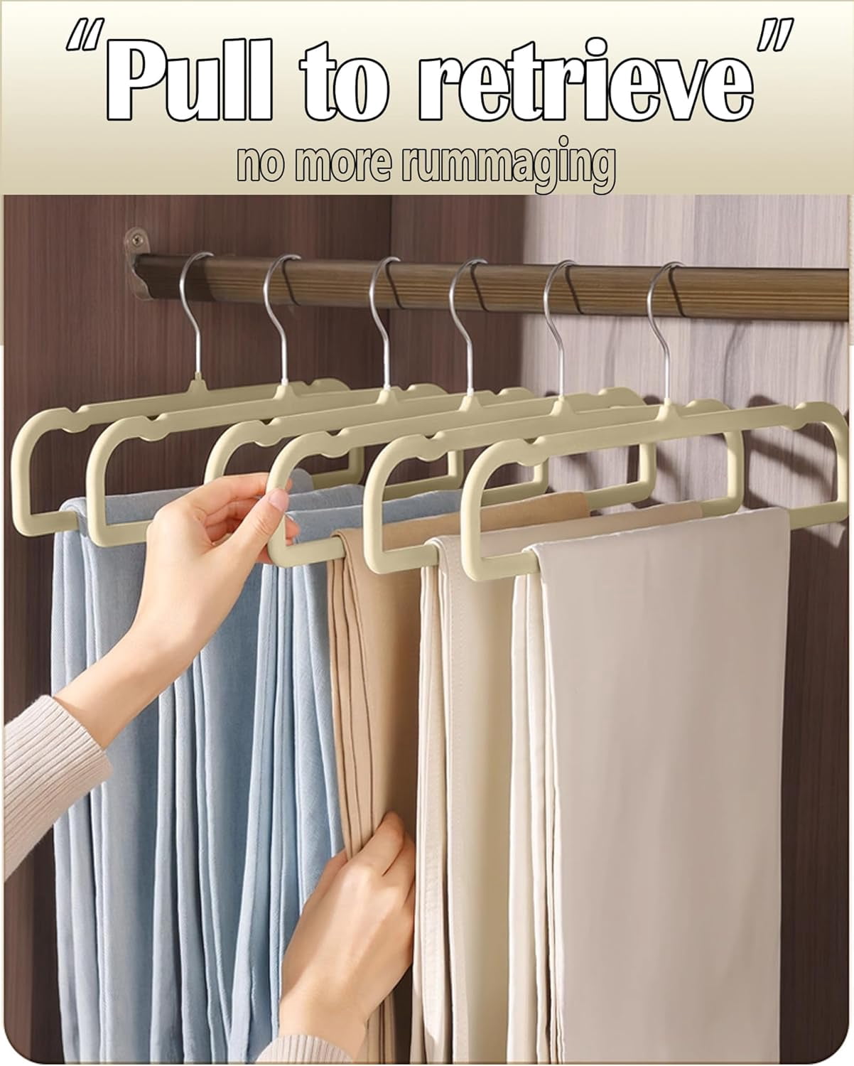 Velvet Hangers Non Slip - 20 Pack Pants Hangers for Closet - Thin Space Saving Clothes Hanger - Strong, Durable, Jean Perchas with 360 Degree Rotatable Hook for Tank Top (Black Silver Hook)