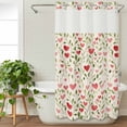 thumbnail image 3 of Love Heart Valentines No Hook Shower Curtain Waterproof, Bathroom Curtains with Snap in Liners and See Through Top Window, Rustic Botanical Spring Hotel Style Bathtub Curtains Shower 36"Wx72"L, 3 of 8